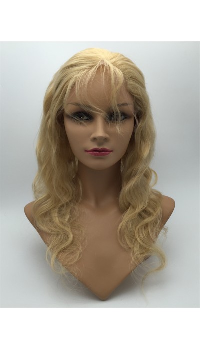 16inch blonde body wave Chinese vigin hair natural full lace wig