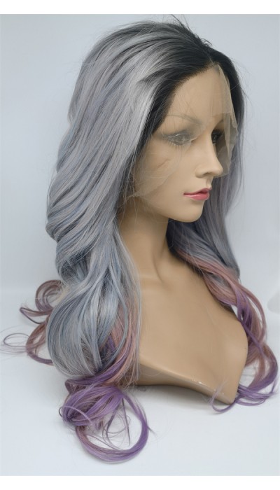 High temperature beautiful color natural wave synthetic lace front wig shinewig