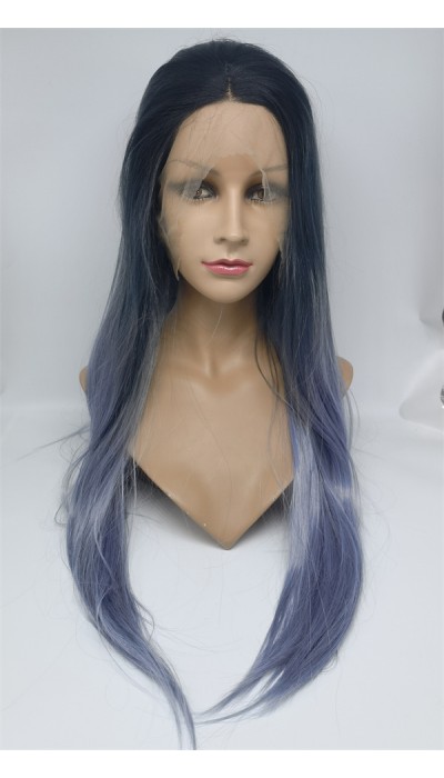 High temperature dark roots ombre color  beautiful wavy synthetic lace front wig shinewig