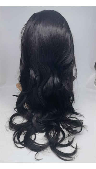 High temperature dark brown color  beautiful wavy synthetic lace front wig shinewig