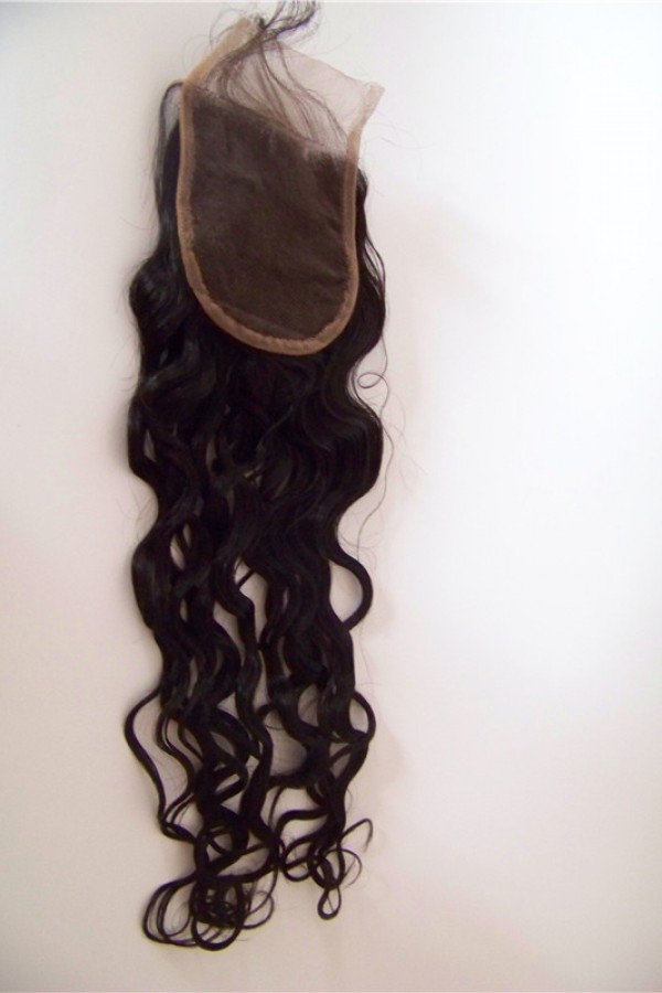 18 inch natural wave virgin human hair lace closure