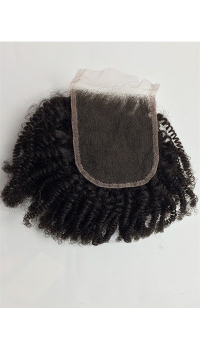 12inch kinky afro curl Indian virgin human hair top closure