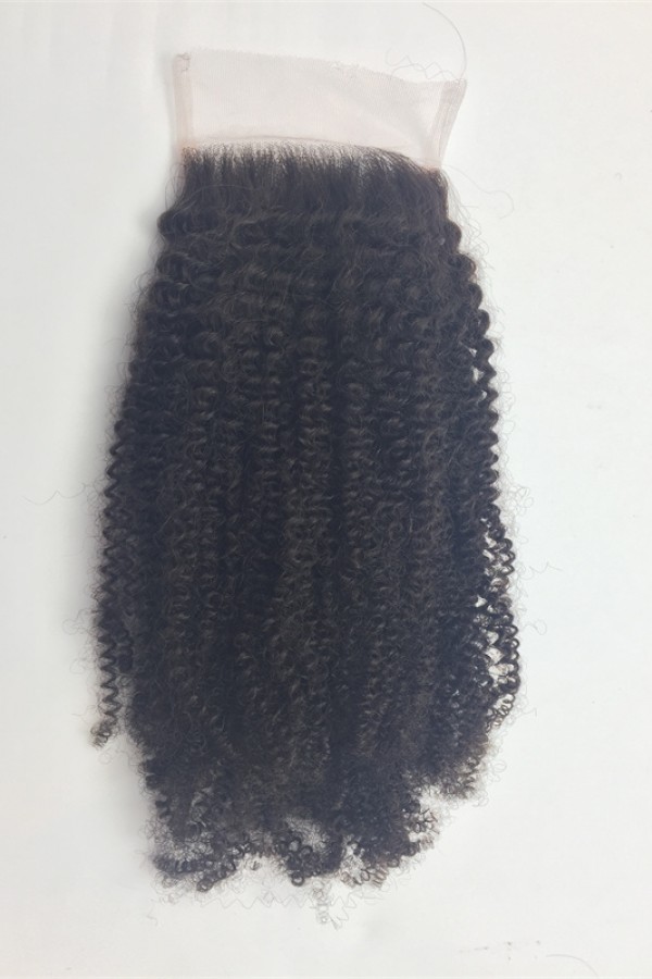 16inch kinky afro curl Indian virgin human hair top closure