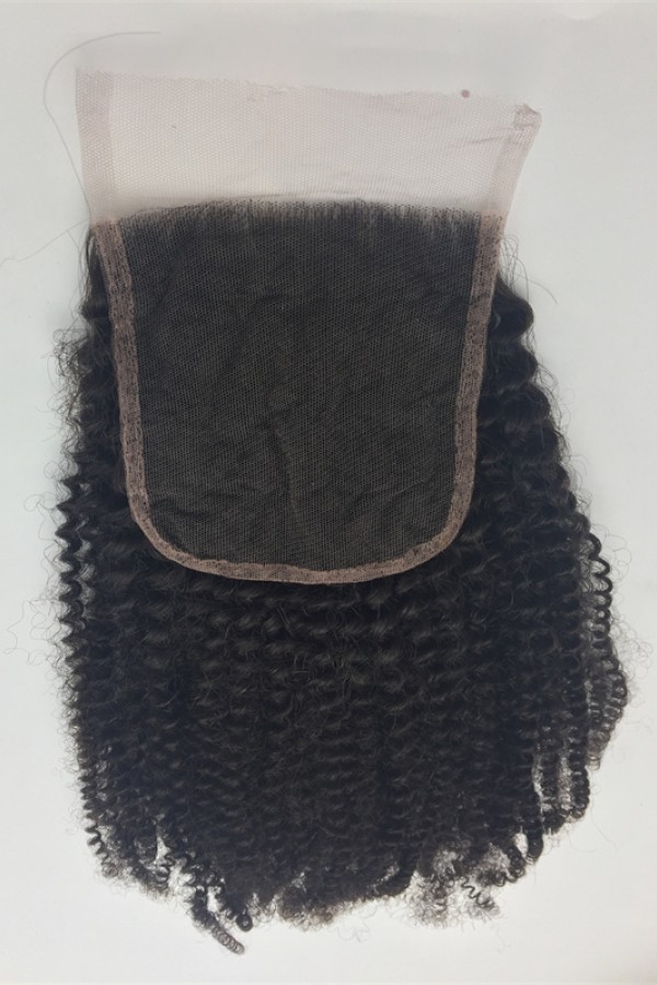 16inch kinky afro curl Indian virgin human hair top closure