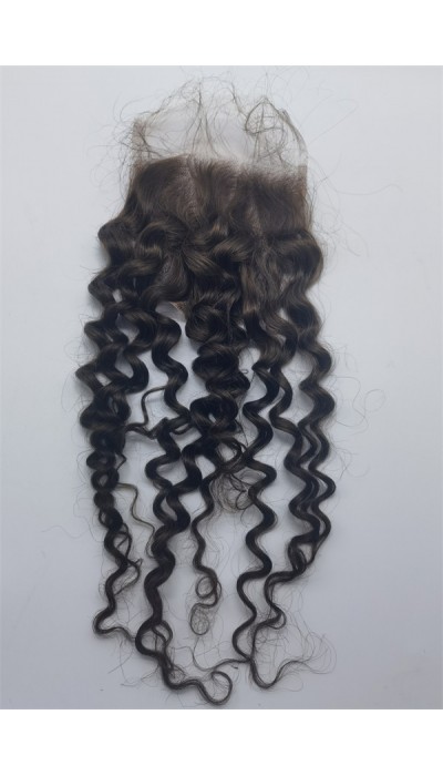 14 inch curly Chinese remy human hair lace top closure